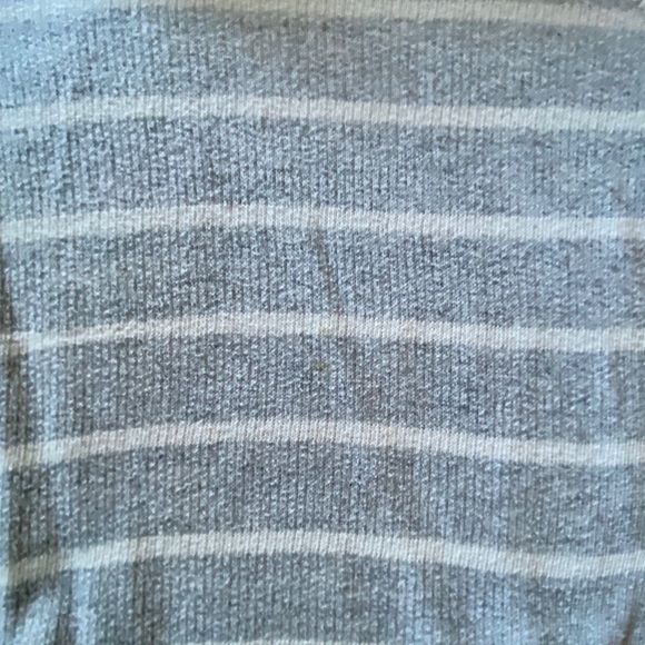 Grey and White Striped Funnel Neck Hoodie Small - Picture 3 of 5